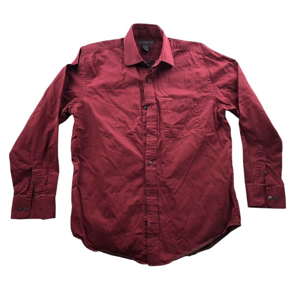 Banana Republic Mens Dress Shirt Medium 15-15.5 Neck Long Sleeve Red Top Pocket